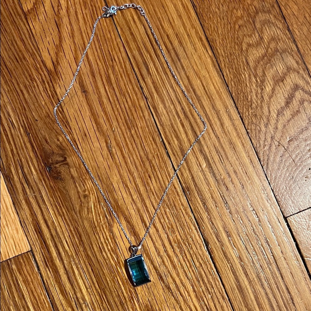 Source Unknown Silver Necklace with Teal Pendant